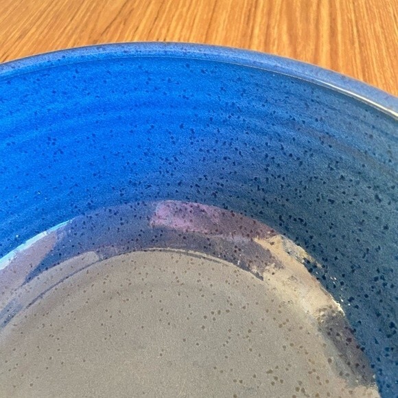 Large Blue Glazed Salad Bowl Pottery - Picture 11 of 15
